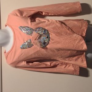 Long sleeve pink sparkly bunny shirt